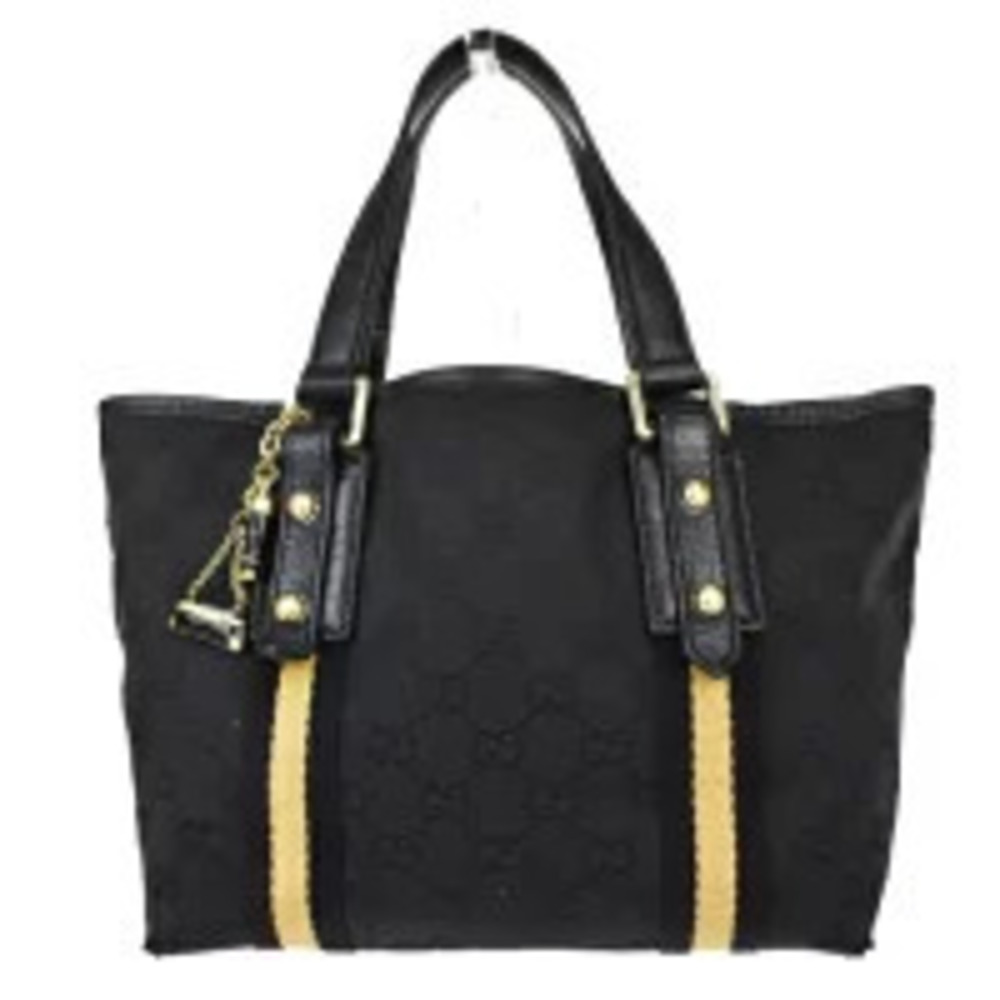 Gucci Sherry Handbag GG Black Canvas Leather